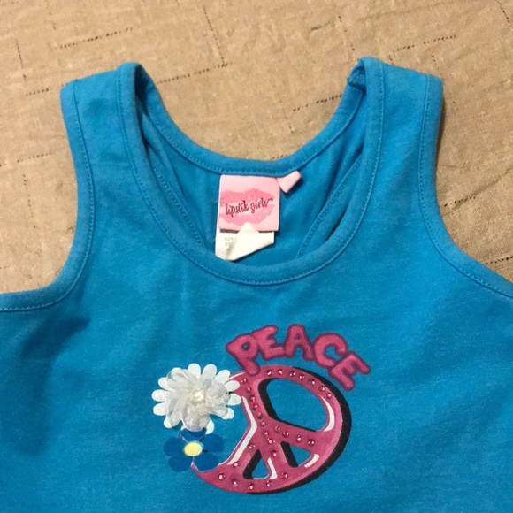 Lipstik Girls blue sleeveless shirt Size 4 - Picture 2 of 6
